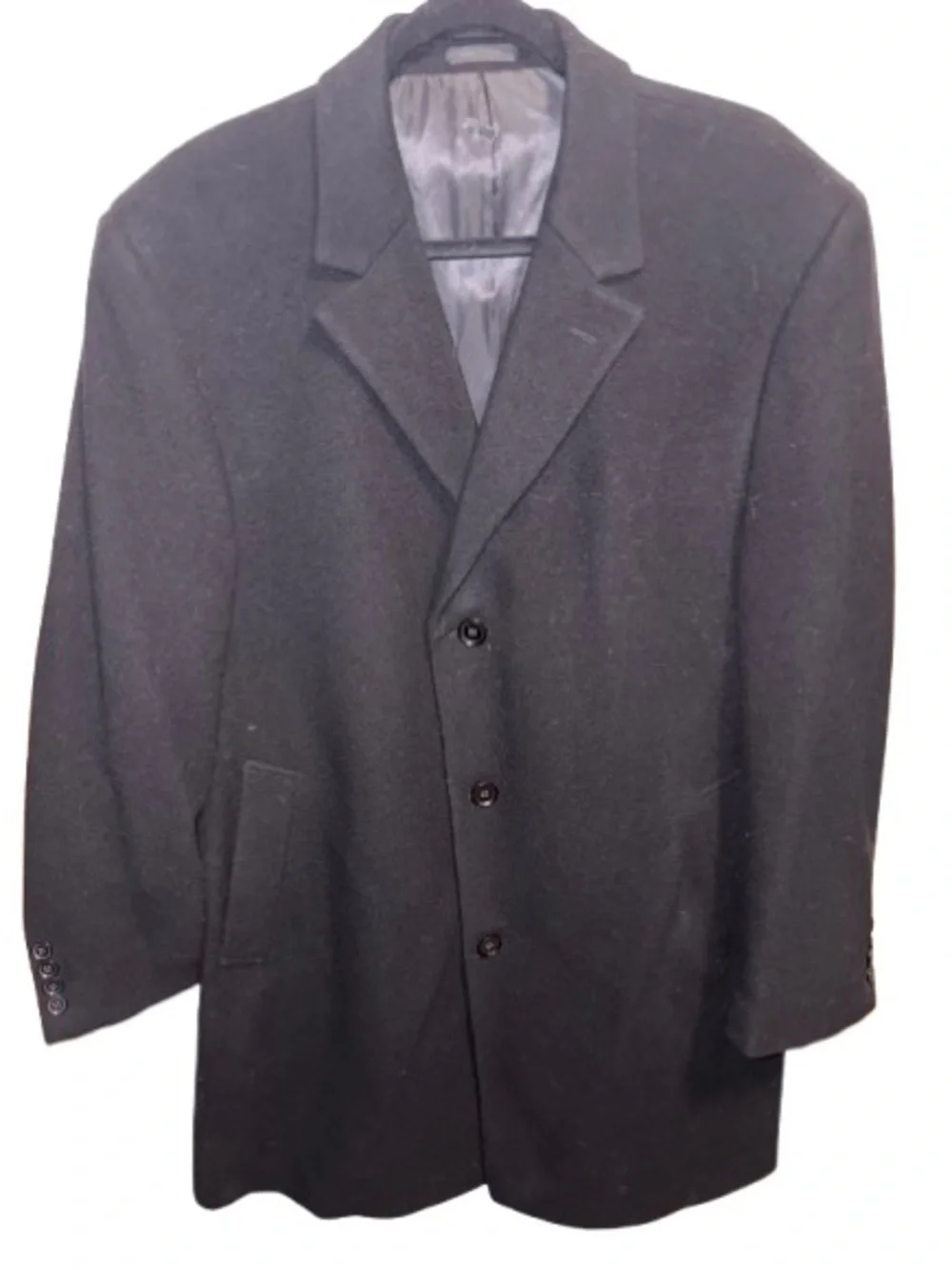 Calvin Klein Classic Black Wool Cashmere blend Overcoat NWOT size 44R